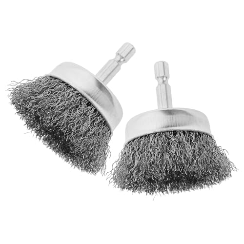 TOBBOMEY 2個 六角柄スチールワイヤーブラシ 耐久性カーボン鋼製 ドリル対応 属ブラシ 錆取り研磨 木製品 属表面用 家 業務用清掃工具